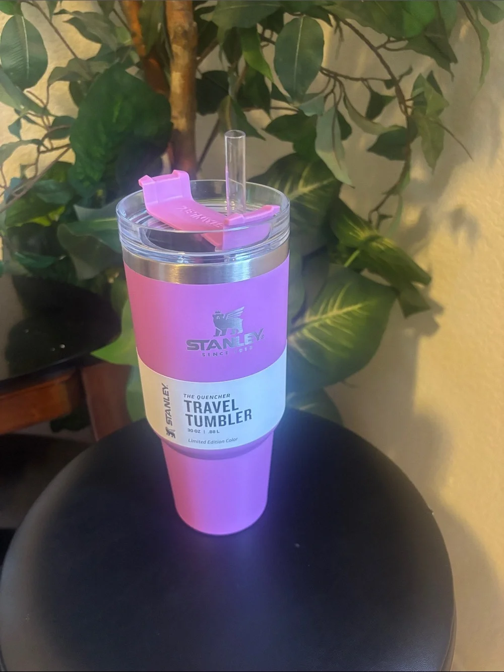 Stanley Pink Travel Tumbler with Clear Straw